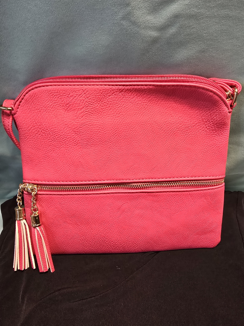 Crossbody Bag with Tassel Accent - Hot Pink